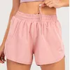 LU-0160 Womens Yoga Outfits High Waist Shorts Exercise Short Pants Fitness Wear Girls Running Elastic Adult Pants Sportswear Lined Drawstring Breathable