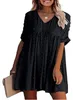 Повседневные платья элегантные женские весенние осенние шифоны 2023 года простые свободные V-образные с длинным рукавом твердое платье Женская одежда Vesido mujer s-xxl