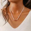 Pendant Necklaces Red 444 Necklace Angel Number Enamel Charm Pendants Imitation Pearl Choker Chain Collares Para Mujer Birthday Gift