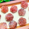 Charms 5PCS Nartural Red Fire Quartz Hematoid Rose Flower Pendant Crystal Carving Polishing Mature Charm Jewelry Birthday Present