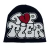 Beralar Kadın Kızlar y2k Beanie Hat Sonbahar Bahar Kış Örgü Kafatası Kapağı Komik Harfleri Jacquard Kpop Kore tarzı şapkalar