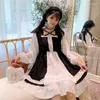 Casual Dresses Japanese Woman Dress Lolita Style Contrast Color Patchwork Ruffles Robe Femme Lace Sweet A-Line 2023 Vestidos de Mujer