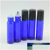 梱包ボトル卸売DHS 10ML1/3オンスアンバークリアと青い厚いガラスロールエッセンシャルオイルの空のパルファムローラーボールドロップ配信DHJZ7