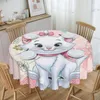 Tischdecke, rund, Motiv: Kätzchen Maries, süße wasserdichte Tischdecke, 152,4 cm, Abdeckung für Küche, Esszimmer