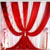 3 m hög x6m bred bröllopsbakgrund med swags -evenemang och festtyg Vackert bröllopsbakgrundsgardiner inklusive Middle Red247D