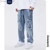 Heren Jeans Heren Jeans Streetwear Wijde Pijpen Hip Hop Vintage Herfst Casual Denim Broek High Street Applicaties Losse Baggy Rechte Mannen Broek Z230801