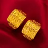 Bröllopsringar qeenkiss 24kt gul guldring för män fyrkantiga fu justerbara fest smycken grossist present rg567 230801