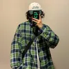 Camisas casuais masculinas Primavera Camisa de mangas compridas Moda masculina Laranja Verde Vintage Xadrez Masculino Japonês Streetwear Solto Oversize