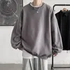 Sweats à capuche pour hommes O Neck Sweatshirts Couleur unie T-shirt ample Manches longues Pull sans capuche Mens Base Shirt Baggy Sweat Streetwear