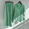 Women's Two Piece Pants 2023 Long Pant Sets Set For Women Casual Loose Shirt Tops Wide-Leg Solid Color Outfits Conjuntos Cortos