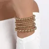 Strand CCB Dainty Trendy 7 Pieces Multi Layers Stacked Gold Color For Women Ball Sets