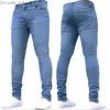 Jeans Masculino Calça Masculina Cintura Alta Zíper Stretch Jeans Casuais Slim Fit Calças Masculinas Plus Size Lápis Denim Skinny para Homens W220813 Z230801
