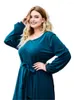 Grande taille robes automne robe mi-longue femmes à manches longues plissé à volants dames décontracté Modis ample femme 2023