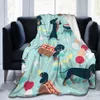 Comforters sets Dachshund Sausage Dogs Pink Flowers Throw Blanket Super Soft Warm Blankets for Bedding Sofa Lightweight Flannel Plush 230801