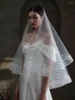 花嫁のためのブライダルベールの女性の短い結婚式ペンシルエッジソフトチュール指先の爪blusherベールバチェロレットホワイトアクセサリー