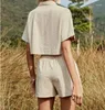 Survêtements pour femmes 2 pièces ensembles femmes tenues 2023 été col en v solide haut mode décontracté poche plaquée lâche Simple Shorts ensemble vêtements