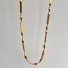 Choker mode vintage rostfritt stål pläterat 18k guld vridna bladkedjor halsband för kvinnor minimalistiska rebajas y envio gratis
