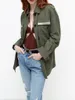 Women's Jackets Spring Autumn Women's 2023 Blue Army Green Pocket Design Canvas Fabric Long Sleeve Work Jacket British Premium