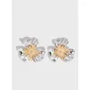 Hoop Earrings Miniature Design Simple Temperament 925 Sterling Silver Gold Stamen Flower Female