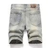 Short d'été droit ample pour hommes rétro bleu lettre brodé pantalon mi-long Style Punk taille mi-taille Denim Streetwear