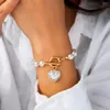 Link Bracelets Women Unique Pearl Bangle Set Wrist Chain Stylish Accessories Fashion Anime Customized Jewelry
