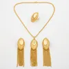 Necklace Earrings Set Nigerian Gold Color Jewelry For Women Oval Design And Ring Weddings Party Luxury Bride Jewellery