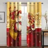 Curtain Chrismas Happy Years Red Santa Claus Gifts 2 Pieces Thin Window Curtains For Living Room Bedroom Drape Decor