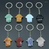 키 체인 Reiki Crystal Tibetan Buddha Palm Keychain 천연 석재 조각 가방 명상 장식을위한 파티마 펜던트의 손.