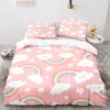Sängkläder sätter hem tyg regnbågserie mönster härlig blå rosa täcke täcke täcke kudde vuxen barn sovrum dekoration 230801