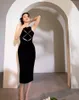 Basic Casual Dresses Tailor shop small black sexy women's light luxury dress semi formal dress princess dress black velvet T-shirt long dress 230802