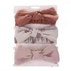 Haaraccessoires 3 Stks/set Effen Mousseline Katoen Linnen Baby Hoofdband Elastische Oorband Baby Meisje Tulband Headwraps Stretch