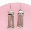 Dingle örhängen runt Big Bell Long Tassel For Women Vintage Gold Silver Color Gypsy Tribal Jhumka smycken Tillbehör