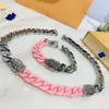 Fashion Link Chain Designer Collana Bracciale Gioielli di lusso Acciaio inossidabile Rosa Catene da uomo Collane Gioielli da uomo con confezione regalo