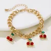 Necklace Earrings Set 2023 Creative Cherry Ladies Bracelet Women's Simple Light Luxury Party Gifts Wholesale Manufacturers