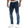 Jeans pour hommes hommes crayon maigre hip-hop Cool Streetwear cyclisme pantalons décontractés vélo Patch revers fermeture éclair coupe ajustée