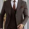 Garnitury męskie 2023 Wedding Brown szczyt klapy dla mężczyzn biznesowy formalny kostium Homme Slim Fit 3 szt.