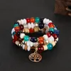 Strand Böhmen Tree of Life Charm Armband Set For Women Summer Multicolor Beaded Chain Bangle Girls Handgjorda pärlor smycken