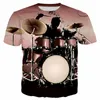 T-shirts pour hommes T-shirt classique de batterie et de musique de rue T-shirt imprimé en 3D Jeune décontracté Col rond Manches courtes Top T-shirts