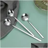 Coffee Scoops Ins Stainless Steel Stirring Spoon Small Round Seasoning Dessert Cake Honey Hand Gift Drop Delivery Home Garden Kitche Dhrny