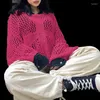 Женские свитеры мода мода свободная перспектива винтаж сексуальный топ повседневная круглая шея с длинными рукавами