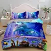 Zestawy pościeli delfin 3D w niebieskim morzu królowa king size Zestawy zwierząt pojedyncza kołdra Zestaw dla dzieci dorosłe łóżko pościel 230801