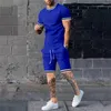 Erkek Trailtsits 2023 Yaz Takım Kıyafet T-Shirt Şort 2 Parçalı Set Set Rahat Nefes Alabilir Spor Giyim 3D Baskı Moda Roman Kısa Kollu Üst