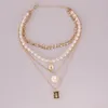 Chains Women Fashion Retro Multi-layer Pearl Coin Gemstone Pendant Necklaces Mixed Necklace Design Jewelry Gift