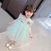 Abiti da ragazza Vestito da estate per ragazze 2023 Manica volante per bambini Cheongsam Stile cinese Hanfu Gonna di garza Vestidos Robe