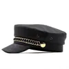 Skąpy brzegowe czapki nowe trend zimowe czapki dla kobiet w stylu francuskim pu Baker's Boy Hat New Cool Women Baseball Cap Blk Visor Hat Gorras Casquette J230802