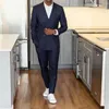 Мужские костюмы темно -синие полоски Men 2023 Peached Lapel Double Breads Blazer Jupet Lackedos Свадьба Свадьба 2 (брюки куртки)