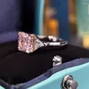 Cluster Rings S925 Sterling Silver Ring Women's Pink Diamond Zircon Fashion Personlighet High-End Temperament Light Luxury Pekarfinger