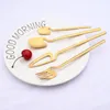 Dinnerware Sets 32Pcs Matte Gold Cutlery Set Knife Fork Spoon Dinner Tableware 304 Stainless Steel Bar Party Flatware Silverware