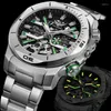 YELANG Hommes Montre Militaire 44mm Sport Automatique Mécanique Montre-Bracelet Plongeur 30ATM Étanche Squelette Lumineux Saphir 8N40