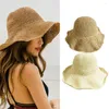 Wide Brim Hats Women's Outing Straw Hat Sun Visor Holiday Cool Folding Seaside Beach Tide Summer Large